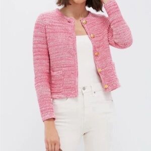Hyacinth House Marled Pink Woven Mayborne Cardigan